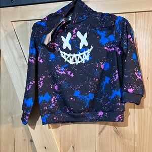 SHEIN Black Hoodie with Blue and Pink Splatter